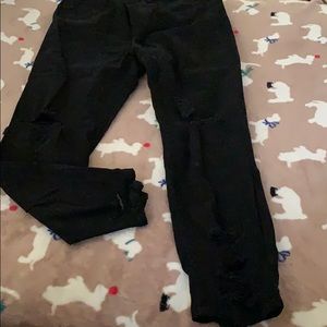 Black stretch ripped ankle jeans 11 like new